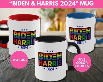 Biden Harris 2024 LGBTQ Coffee Mug, Pro-Biden, Pro-Democracy Mug, Democracy Gift, Political Liberal, Left Political, Anti-Trump Mug