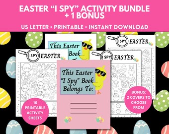 Easter Activity Bundle Book for Kids, Fun Easter Activity Pages Printable, Easter Egg Sheets,  Bible Activity, Easter Coloring Pages PDF