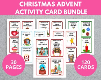 Weihnachts-Advents-Aktivitätskarten-Bundle für Kinder und Familie, Weihnachtsaktivitäten für Kinder, Advents-Aktivitäten-Kartenset, Weihnachtsbucketliste