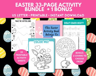 Fun Easter Activity Bundle Book for Kids, Easter Egg Sheets, Fun Easter Activity Pages Printable,  Bible Activity, Easter Coloring Pages PDF