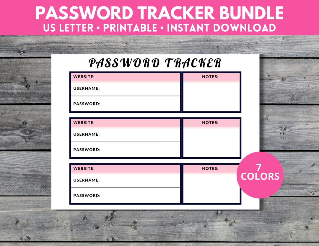 Password Tracker Printable: Minimalist Password Organizer (digital ...