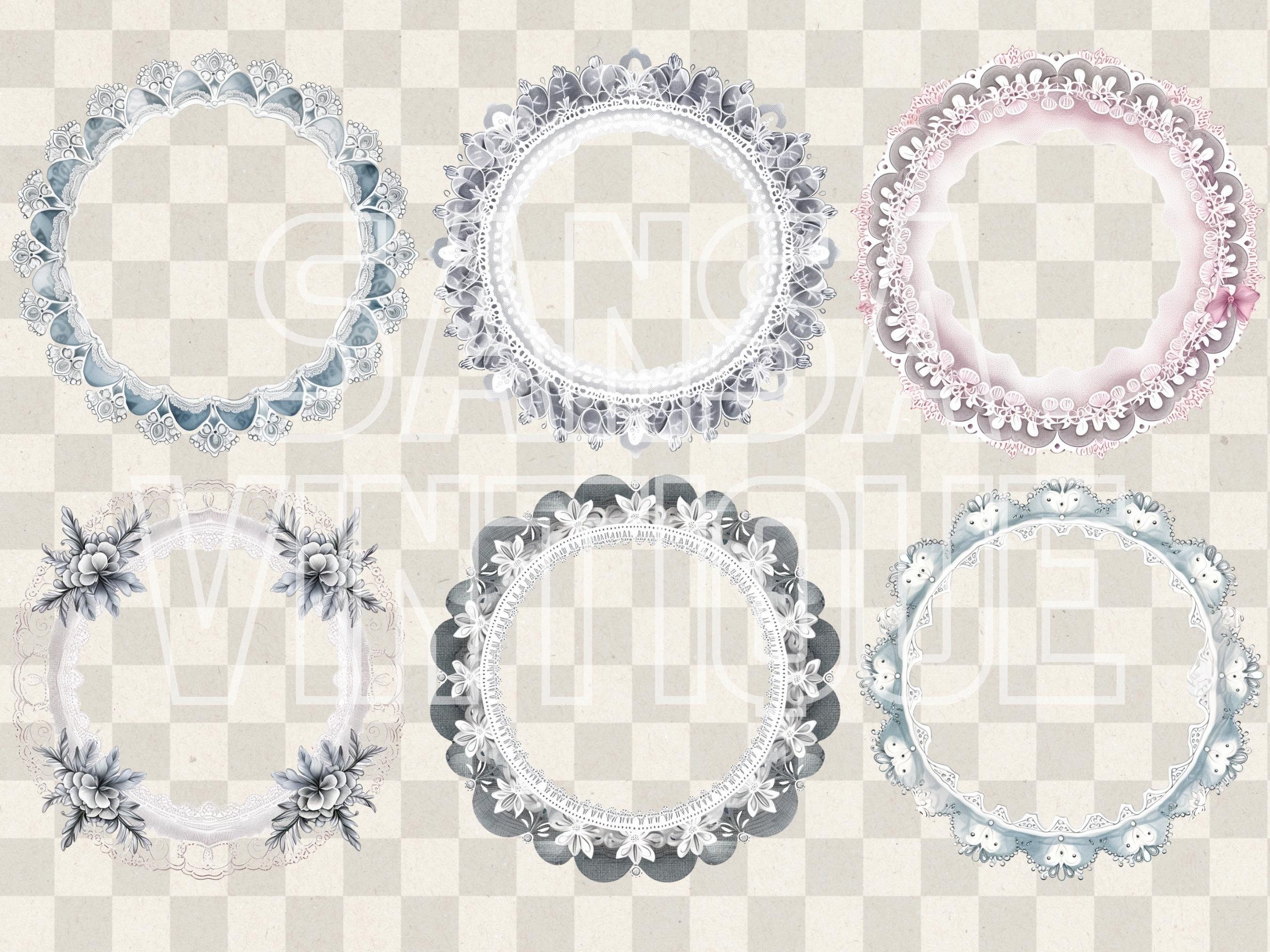 Photo inspiration: Fresh Look at Vintage Lace Frame Watercolor Clipart Classic Lace Label Retro Lace