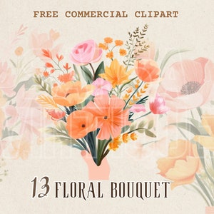 Blumenstrauß Aquarell Clipart, Blumenarrangement frei kommerzielle PNG, romantische Blumengrafik, Hand hält Blumenstrauß Illustration