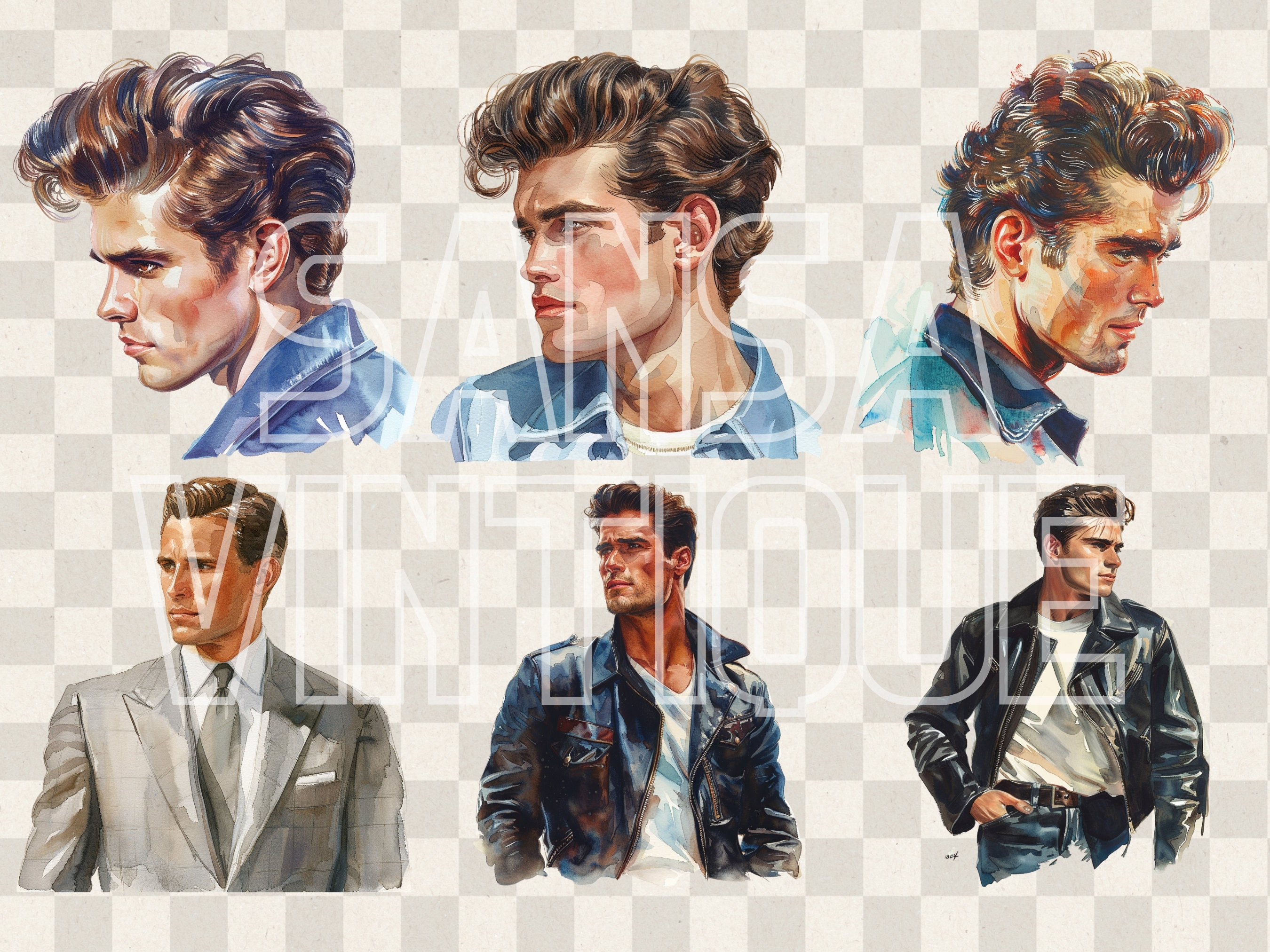 Clipart 1950s Clothing Men Leather Retro 50's Style Men's Clothing