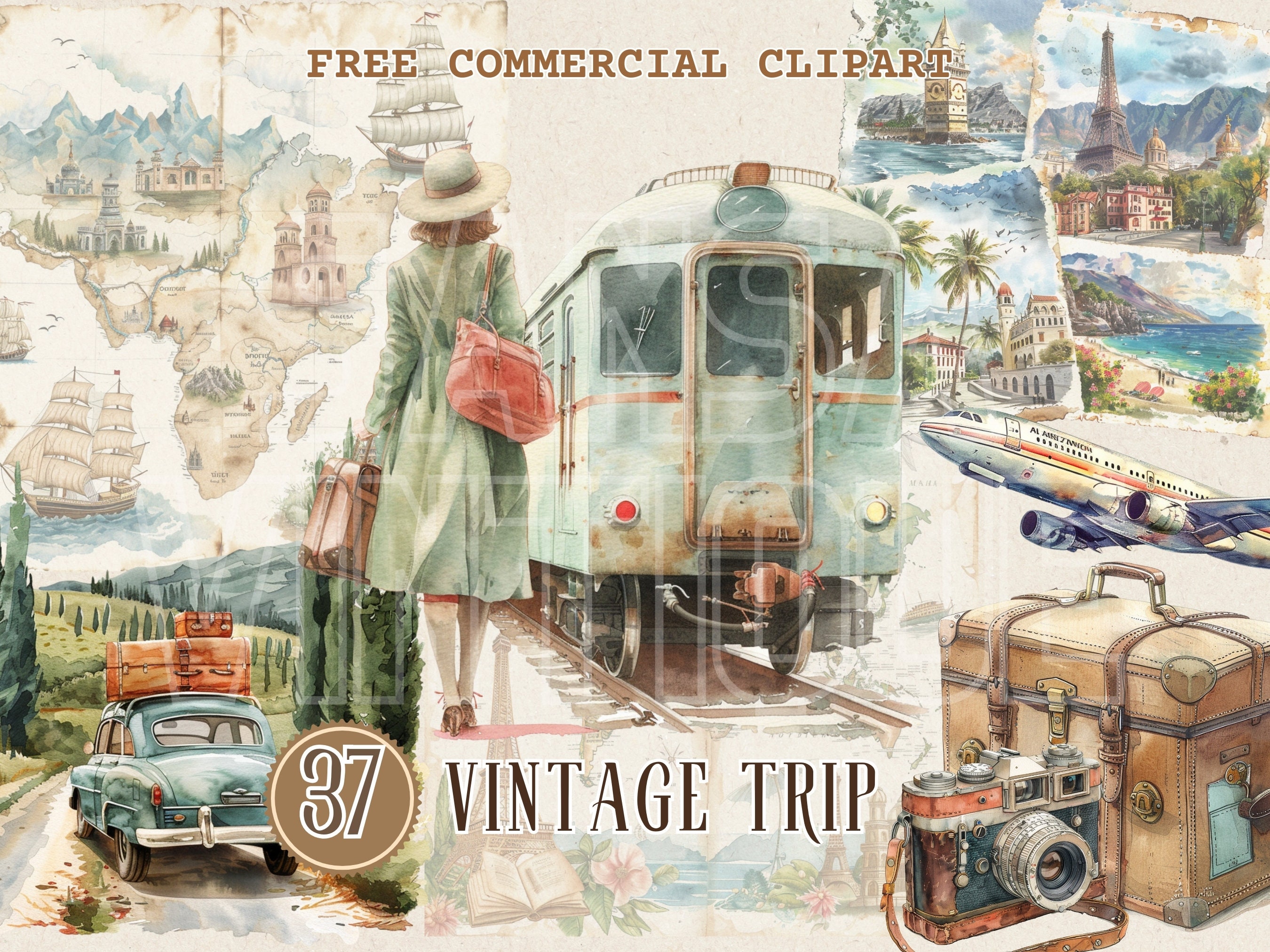 Retro Road Trip Clip Art - Etsy