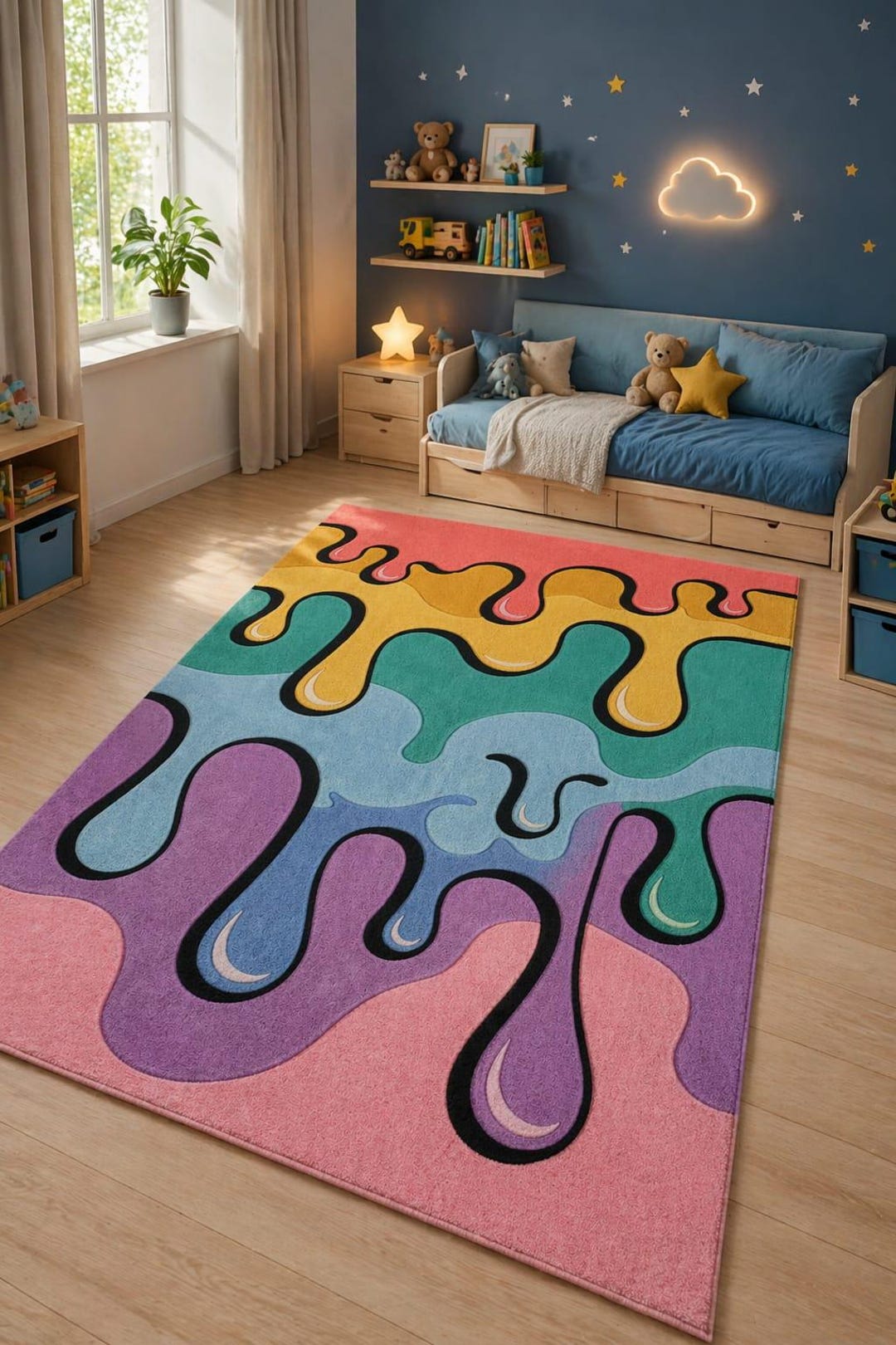 Toom Rug Drip Hand-tufted Wool Rug – Melting Drip Abstract Area Carpet, Modern Funky ...