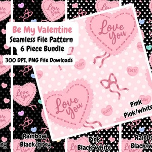 Be My Valentine, Valentine&#39;s Day Bundle - Seamless Patterns. Digital File for use on Fabric, Kid&#39;s Clothing, Wallpaper & Home Decor