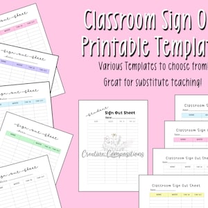 Classroom Sign Out Printable Template Daycare Sign Out Sheet Student Restroom Digital Download Goodnotes