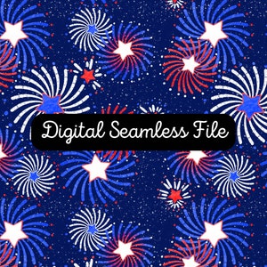Navy Fireworks - Seamless Pattern. Digital File for use on Fabric, Kids Clothing, Wallpaper, Stationery & Home Decor