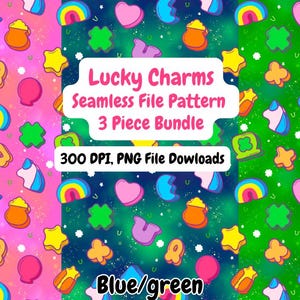 Lucky Charms Bright Bundle- St. Patrick&#39;s Day - Seamless Pattern. Digital PNG Files for use on Fabric, Kid&#39;s Clothing, Wallpaper