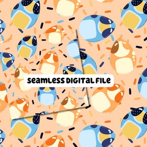 Heeler påskägg sömlöst mönster: Orange strössel (digital fil)