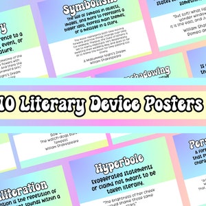 English Classroom Decor High School Literary Device Posters ELA Classroom Posters  Shakespearian Literary Device Poster Middle School ELA