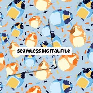 Heeler påskägg sömlöst mönster: Blå strössel (digital fil)