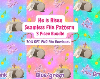 He is Risen Seamless Pattern: Easter Christian PNG File (Digital)
