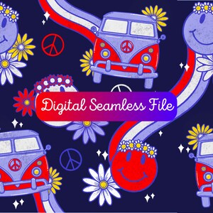 Patriotic Groovy Smiles - Seamless Pattern. Digital File for use on Fabric, Kids Clothing, Wallpaper, Stationery & Home Decor
