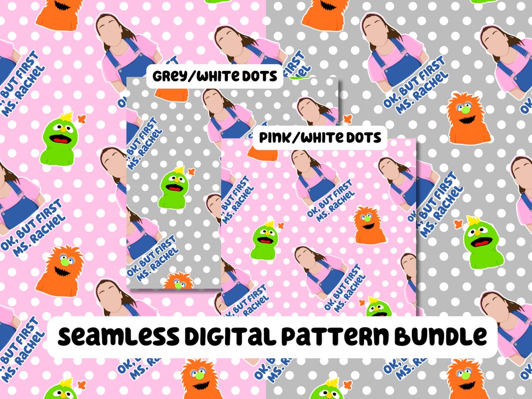 Ms. Rachel Bundle, Pink Grey Dots Seamless Pattern. Digital File for