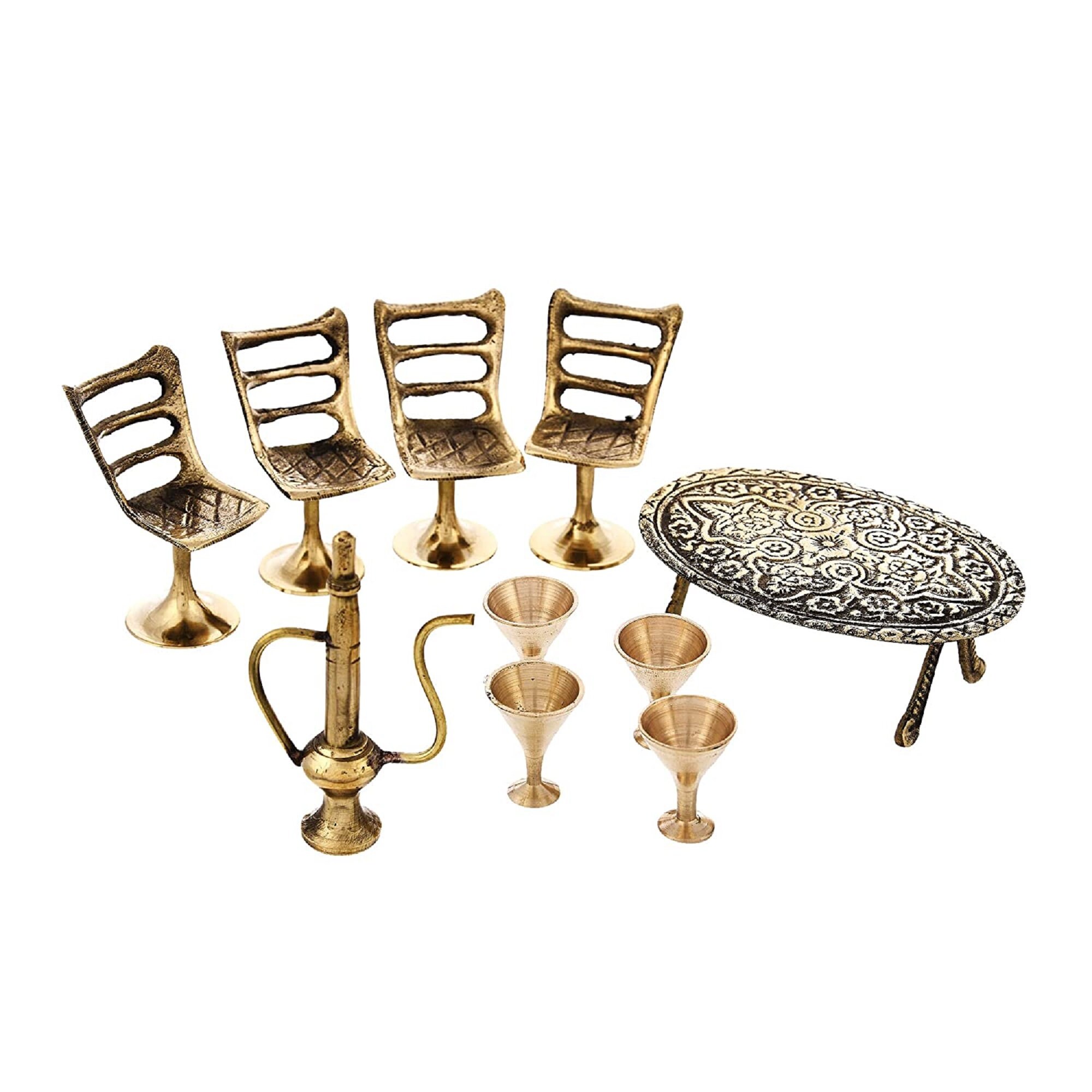 Sharva Brass Dining Table Chair Maharaja Set Showpiece Table Etsy