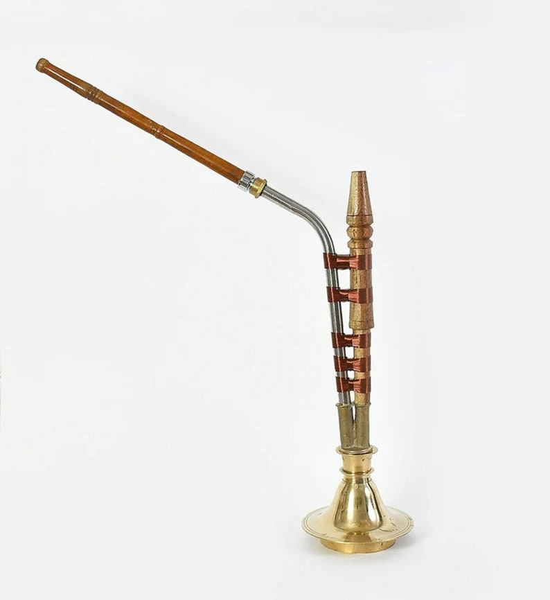 Handmade Brass Gold Ross Desi Brass Haryanvi Hookah Pital With Stand