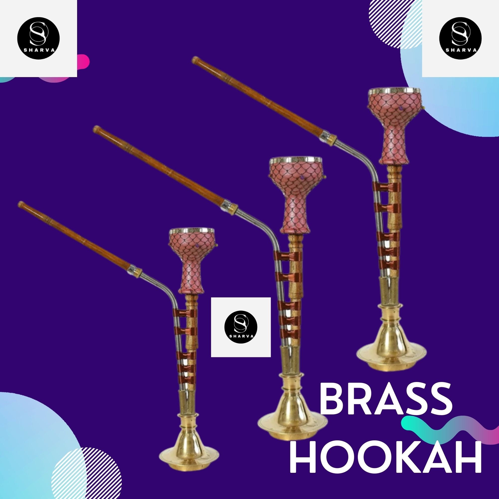 Handmade Brass Gold Ross Desi Brass Haryanvi Hookah Pital With Stand