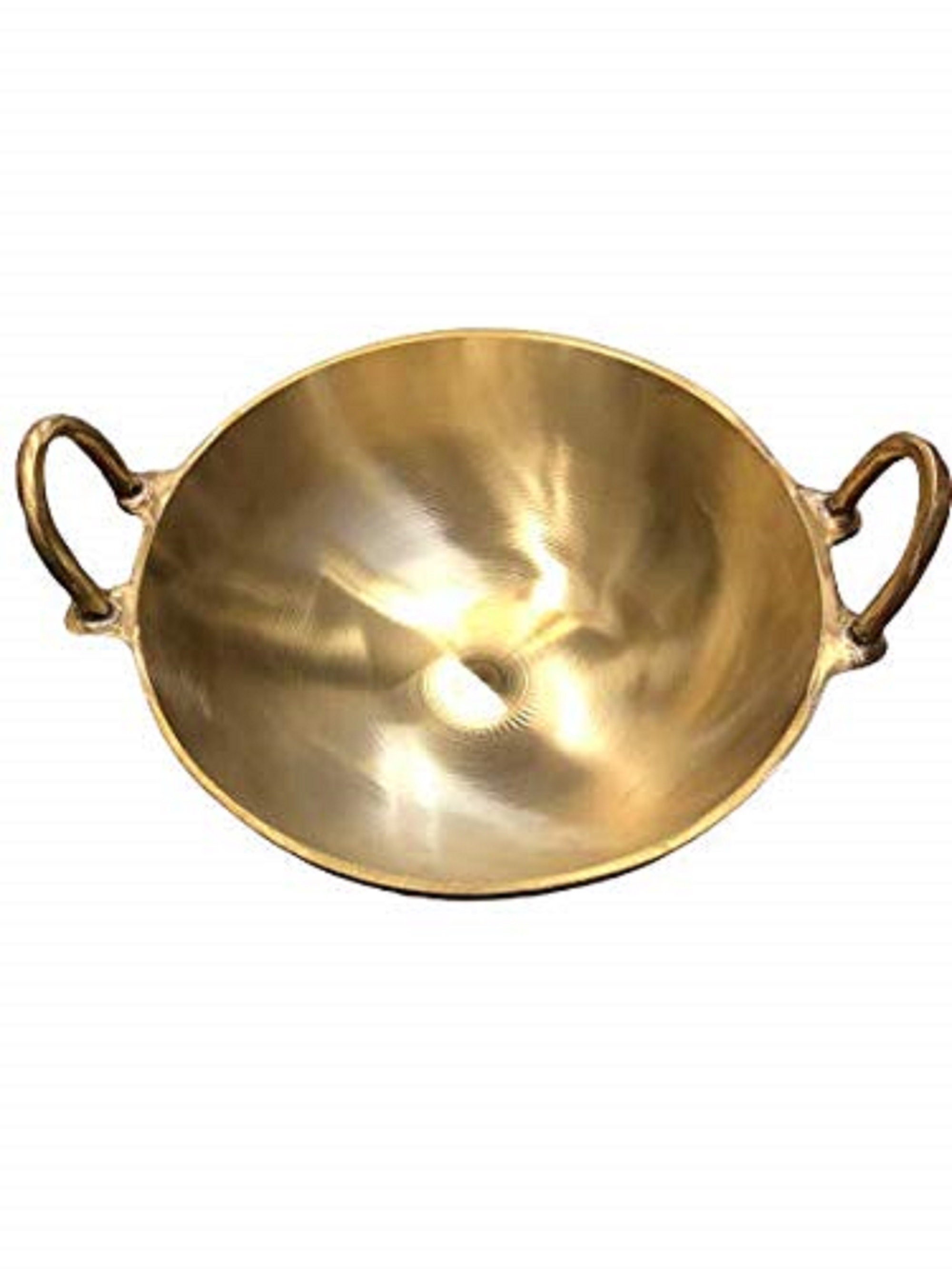 Buy Online Traditional Indian Brass Kadai Set of 3,wok,brass Fry Pan,brass  Kadhai,cheenachatti for Cooking,sauting and Deep Frying Brass 