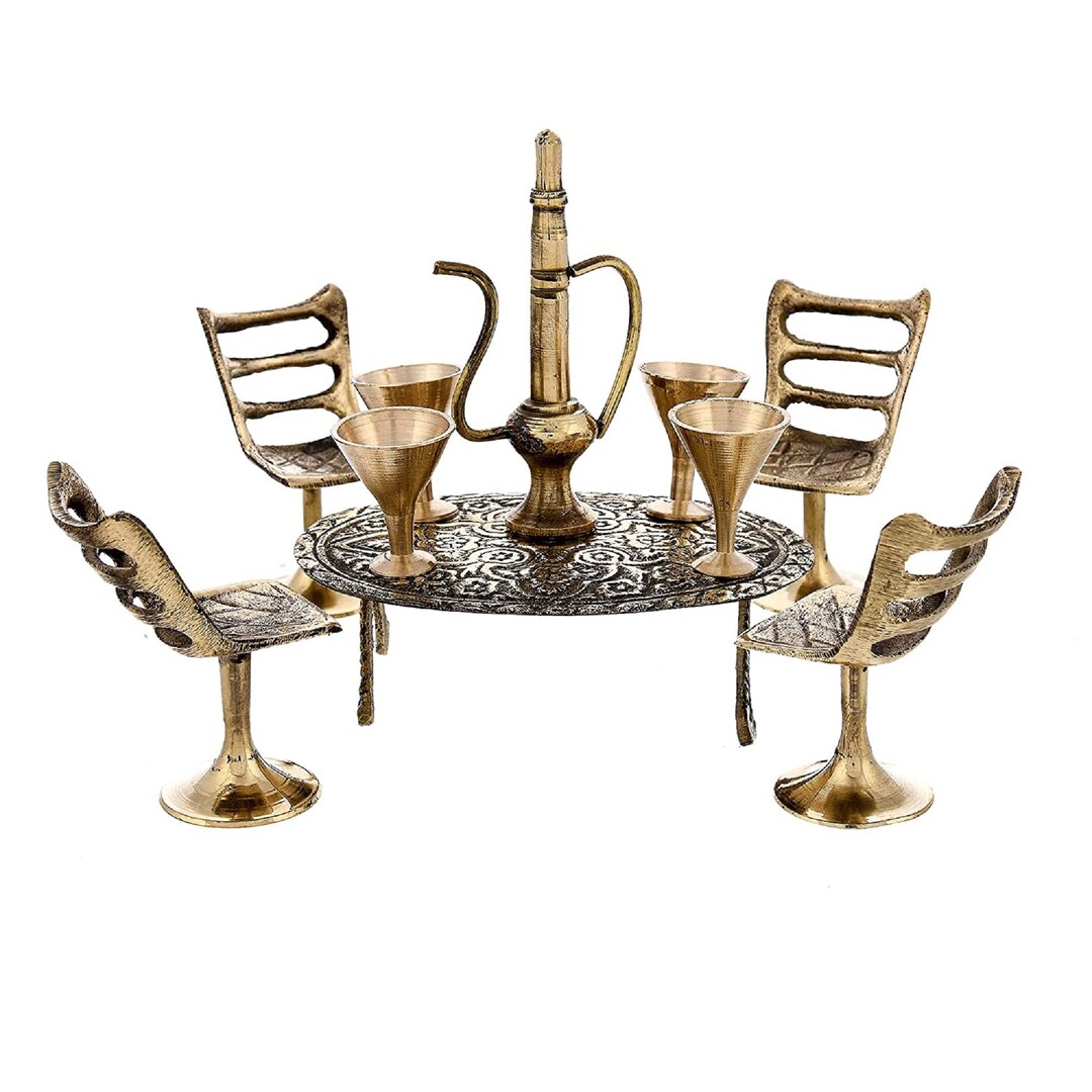 Sharva Brass Dining Table Chair Maharaja Set Showpiece Table Etsy