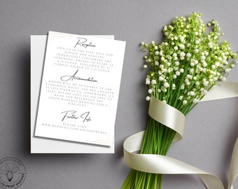Minimalist Hochzeit Info / Information - 5x7 Digital Download Template Unique Printable