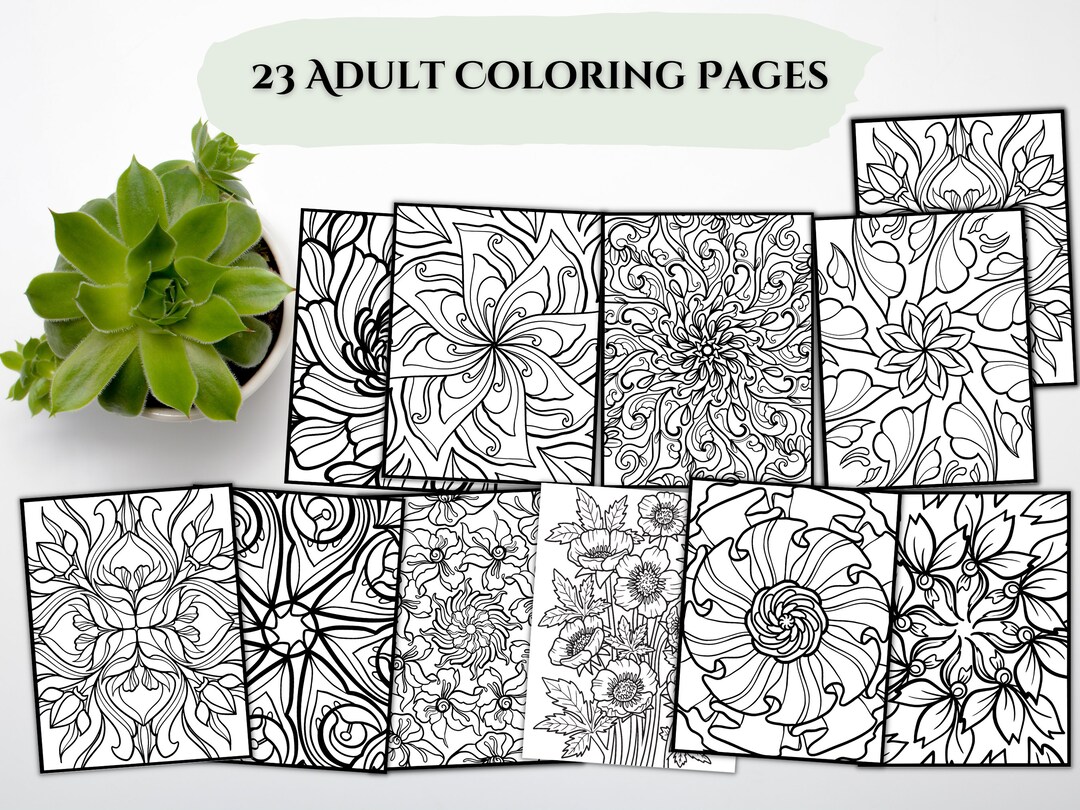 Adult Coloring Pages Printable PDF Digital Download 8.5x11 Mandala - Etsy