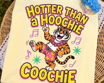 Más caliente que una hoochie coochie Tigre PNG, Tigre de verano PNG, Tigre retro PNG, Verano preppy PNG, Tigre divertido PNG, Tigre PNG