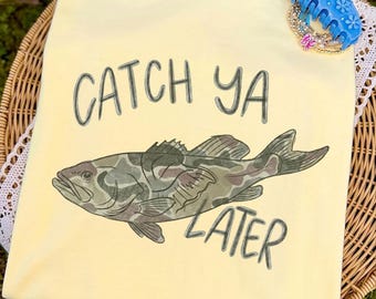 Nos vemos luego Pesca de lubina PNG Diseño digital, Sublimación náutica, Estampado preppy Prep, Acuarela de verano para niños Camuflaje