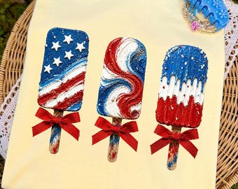 Camiseta Comfort Colors Paletas Patrióticas, Camiseta de Verano Moderna Roja Blanca Azul, Solo Estampado - No es una Pintura Real, Paletas Patrióticas Png, 4to o