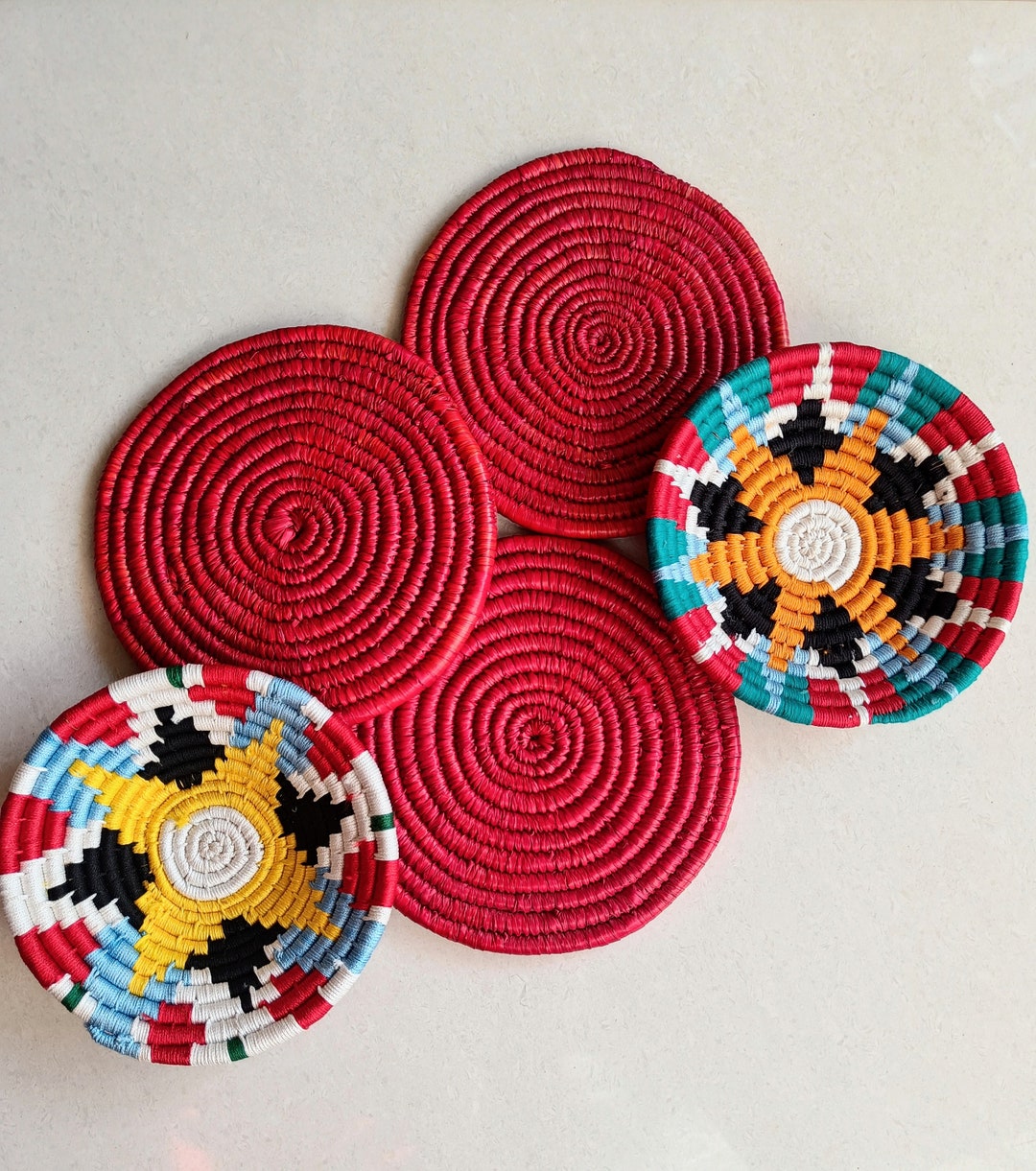 Decor Set of 5 African Plates wall Artboho Wall Etsy