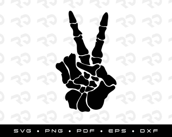 Skeleton Peace Sign SVG PNG PDF Eps Dxf Cricut Digital - Etsy