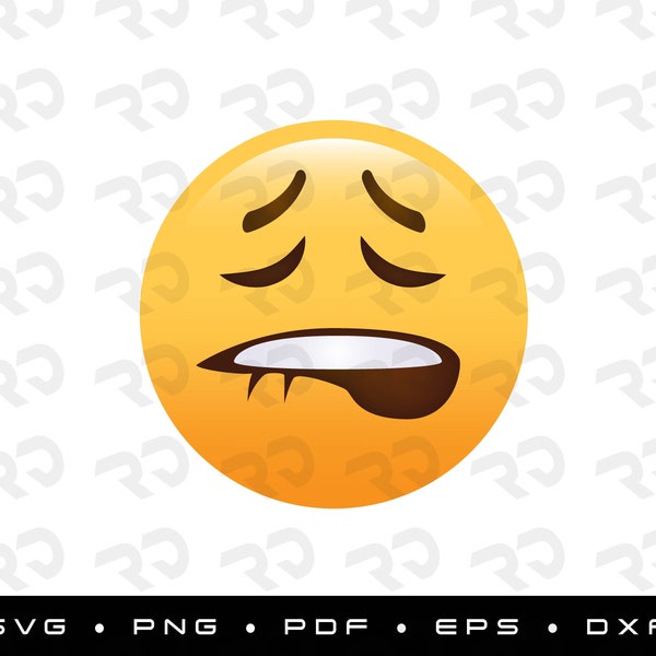 Lip Bite Funny Emoji, Emojis, Black/Colour - SVG, PNG, PDF, Eps, Dxf, Cricut, Digital Download, Instant Download