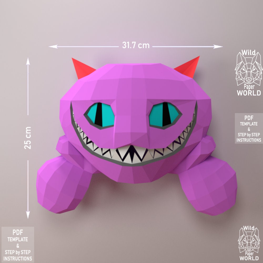 Papercraft Cat, Papercraft Cheshire Cat, 3D Paper Craft Sculpture ...