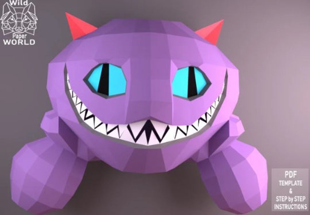 Papercraft Cat, Papercraft Cheshire Cat, 3D Paper Craft Sculpture ...