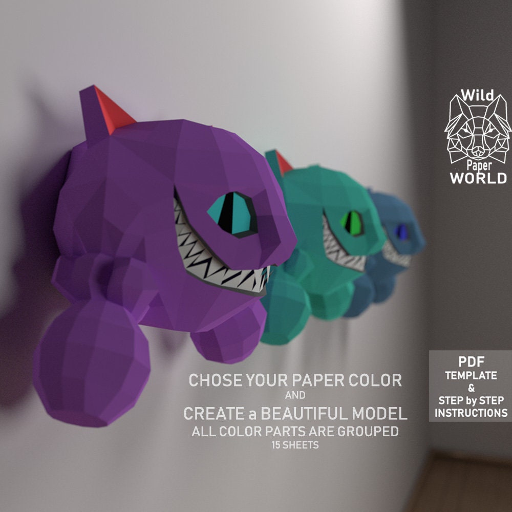 Papercraft Cat, Papercraft Cheshire Cat, 3D Paper Craft Sculpture ...