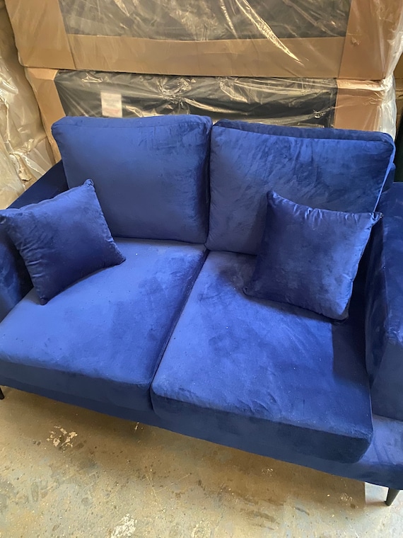 Blue Crush Velvet Sofa Etsy