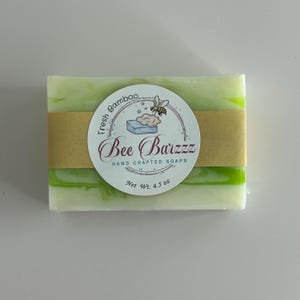 Fresh Bamboo Soap Bar - Handmade Glycerin Soap with Goat Milk and Olive Oil - Green Natural Bar - 4.5 oz