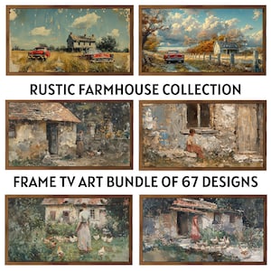 Rustic Farmhouse frame tv art bundle set of 67 Designs, vintage art, landscape paintings. Digital download