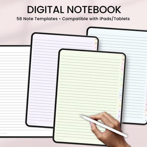 Cyfrowy notatnik z 58 szablonami do robienia notatek dla Goodnotes, Notability, iPada i Androida