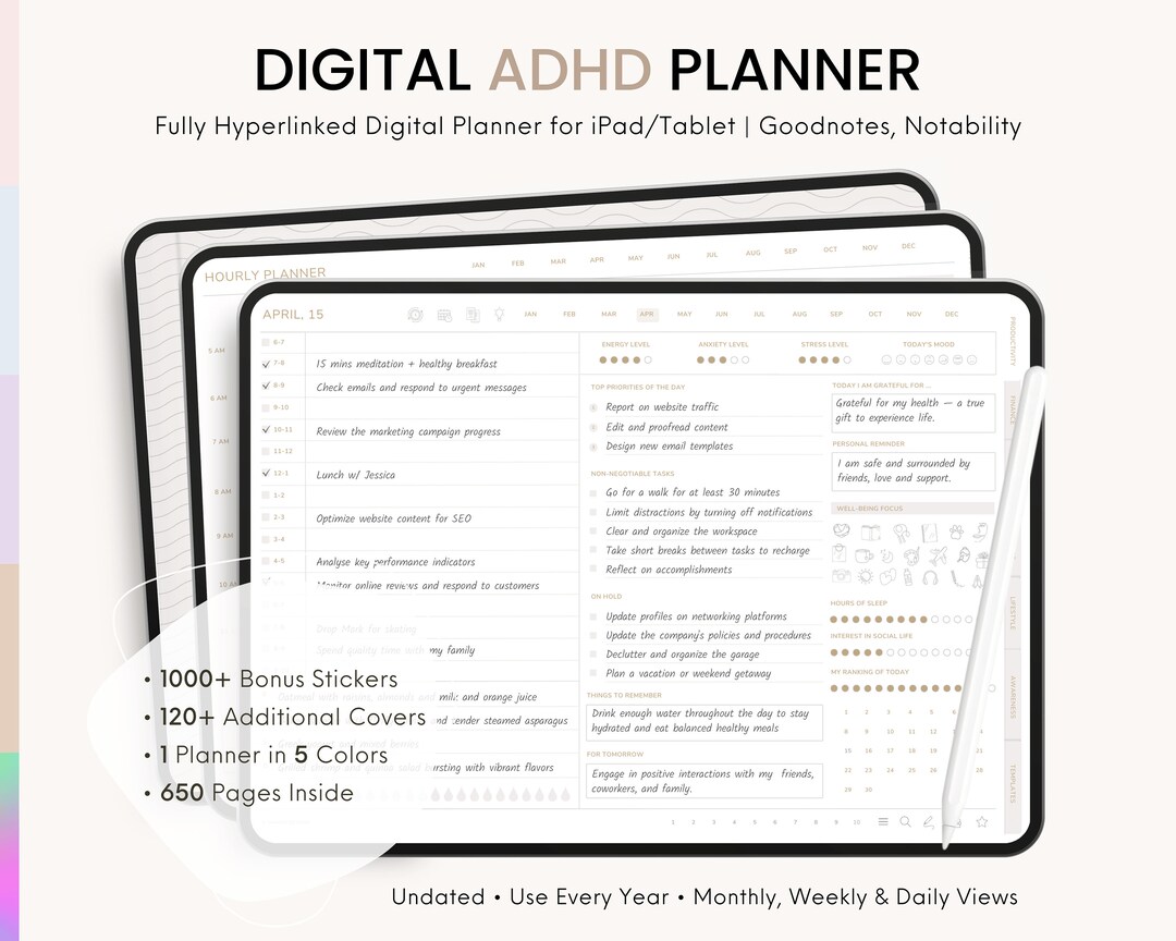 ADHD Digital Planner ADHD Planner Adhd Planner Adult Etsy