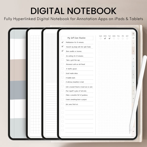 Digital Notebook, Digital Papers, iPad Planner, Student Planner, Digital Planner Goodnotes, Goal Planner, Notability Planner, Study Planner