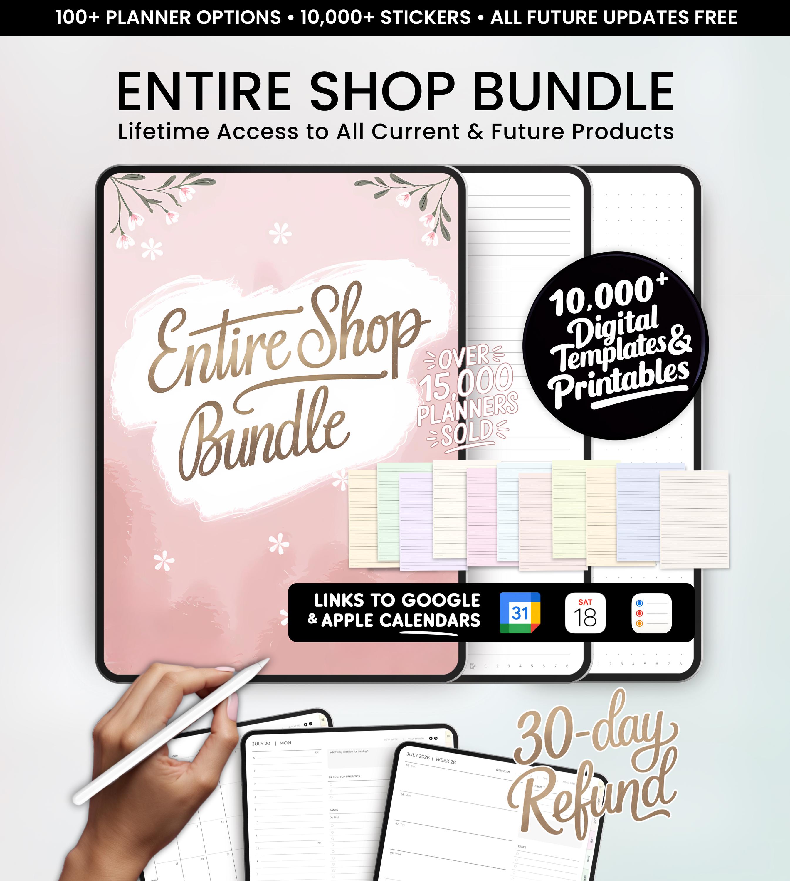Digital Planner Bundle 2026: Daily, Weekly, Monthly Templates, GoodNotes, Notability, iPad, Android, Digital Stickers