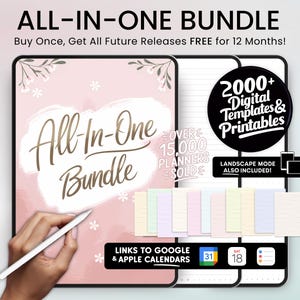 Digital Planner, iPad Planner, 2026 Daily Weekly Monthly Planner, Dated Undated Goodnotes Android Template, Digital Journal, Stickers Bundle