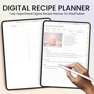 Digital Recipe Book, iPad Goodnotes Planner, Blank Recipe Book, Recipe Template, Digital Recipe Journal, Digital CookBook, Grocery List