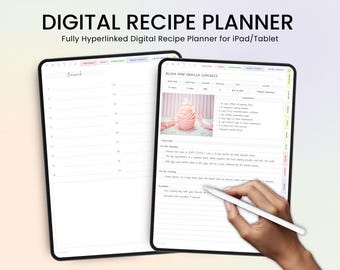 Digital Recipe Book, iPad Goodnotes Planner, Blank Recipe Book, Recipe Template, Digital Recipe Journal, Digital CookBook, Grocery List
