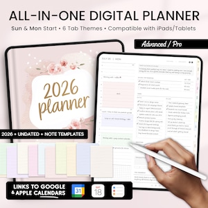2026 Digital Planner: Dated Daily, Weekly, Monthly Templates for Goodnotes, Notability & More (iPad, Tablet)