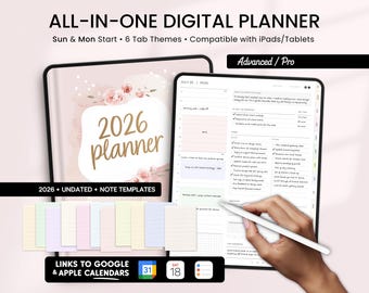 2026 Digital Planner: Dated Daily, Weekly, Monthly Templates for Goodnotes, Notability & More (iPad, Tablet)