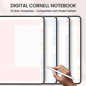 Digital Cornell Notebook, Goodnotes Compatible, 16 Note Templates (Digital Download)