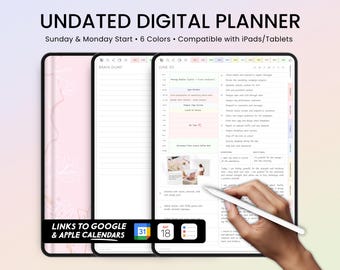 Undated iPad Planner, Goodnotes Notebook, Digital Life Planner, Digital Planner iPad, GoodNotes Template, Notability Planner, ADHD Planner